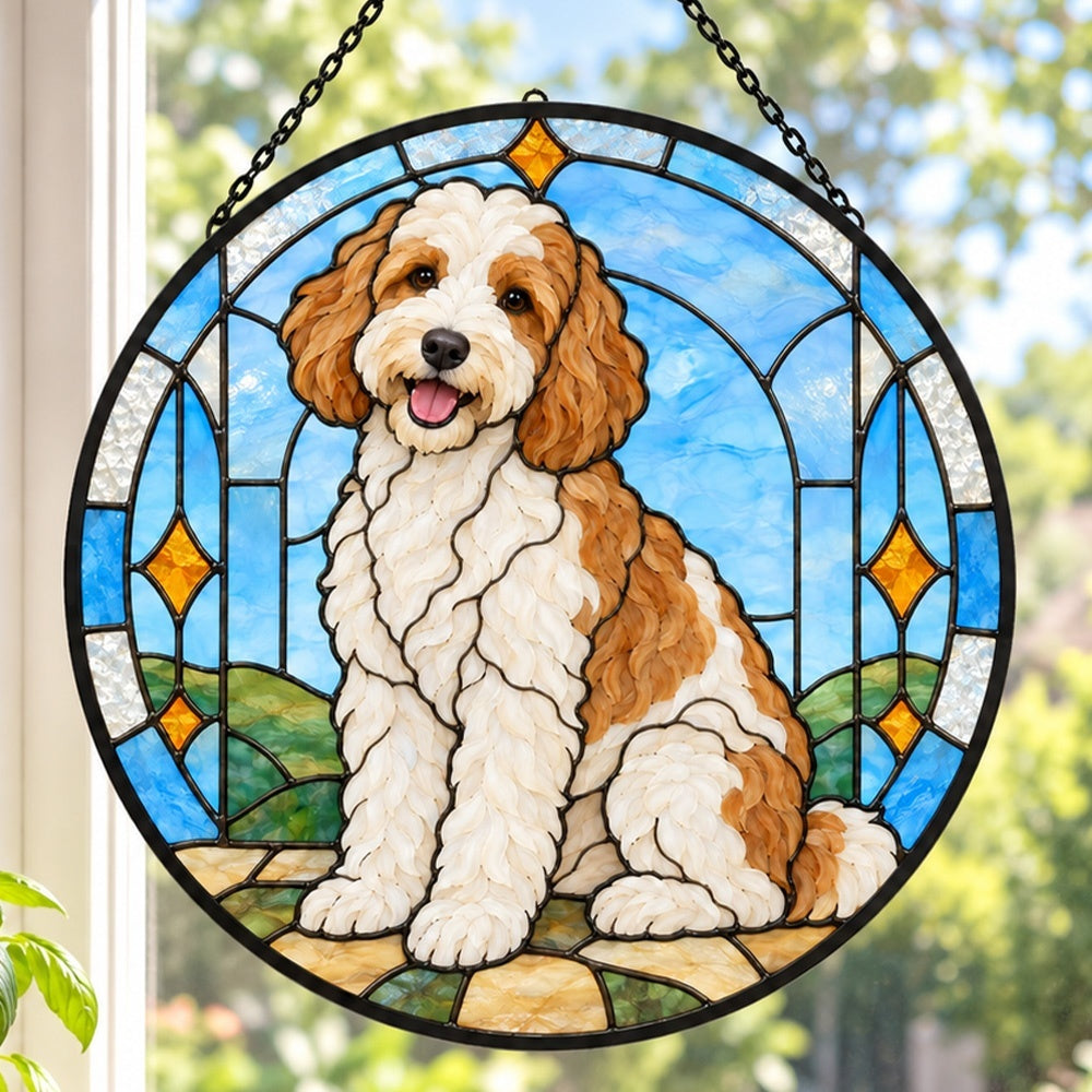 Stained Glass Suncatcher – Goldendoodle