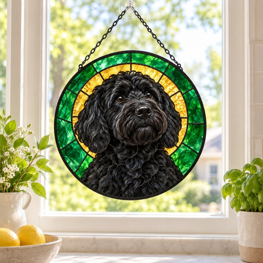 Stained Glass Suncatcher – Goldendoodle