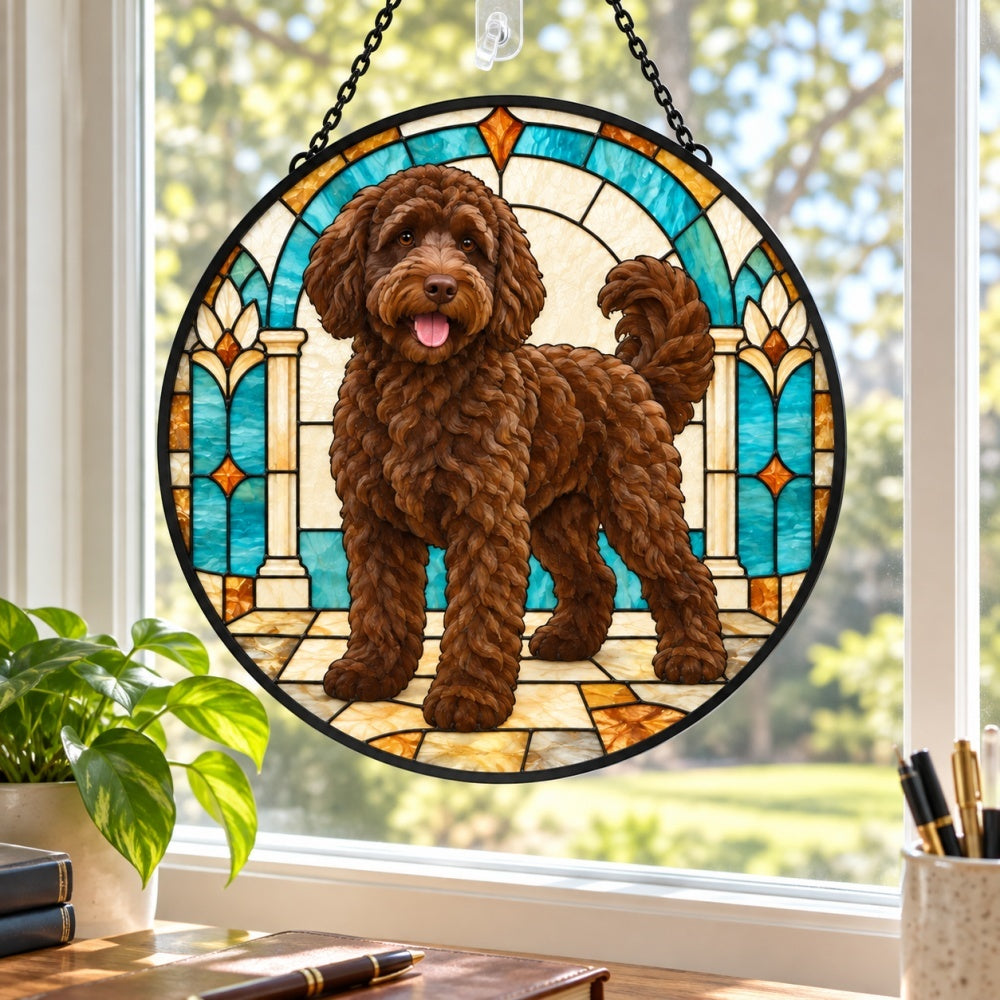 Stained Glass Suncatcher – Goldendoodle