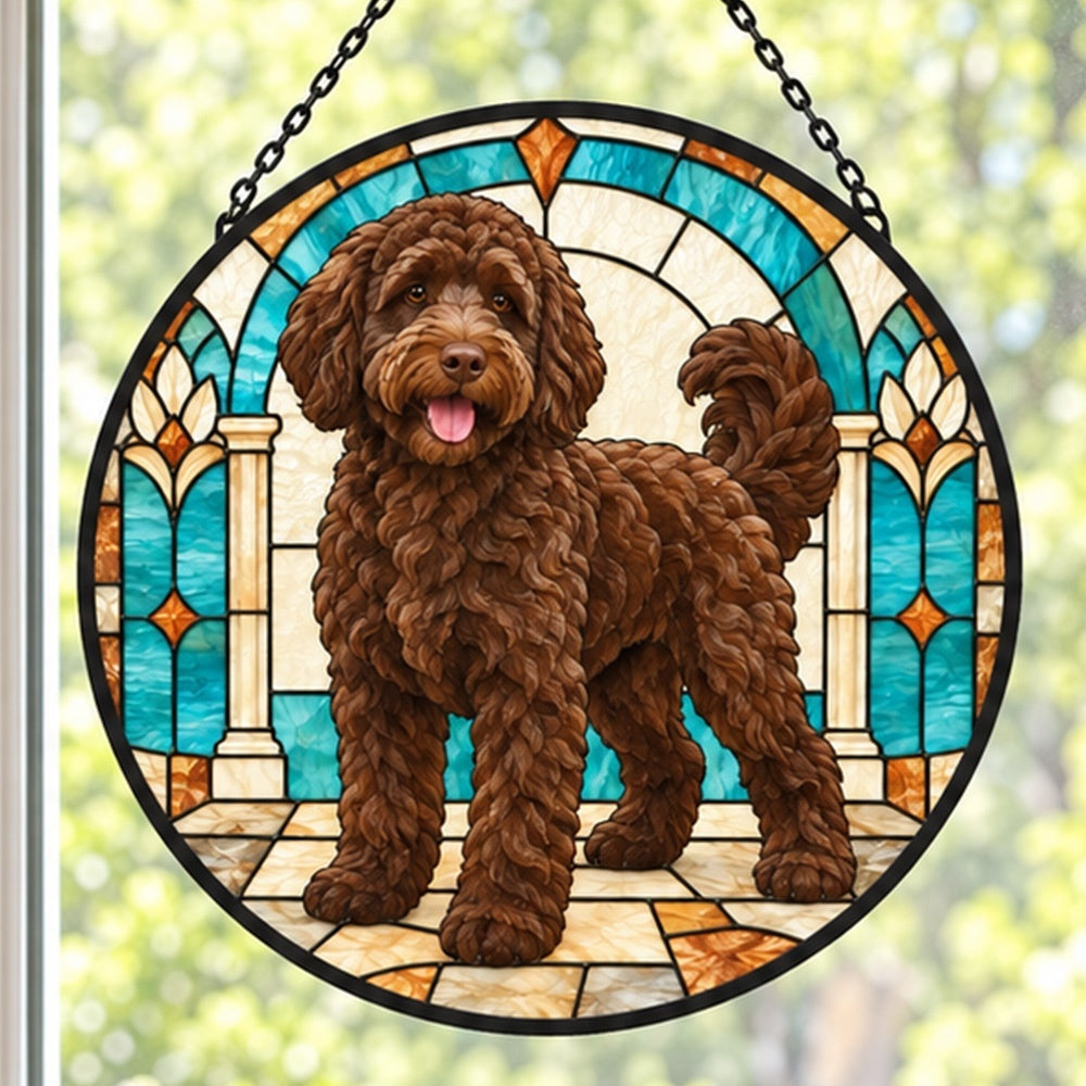 Stained Glass Suncatcher – Goldendoodle