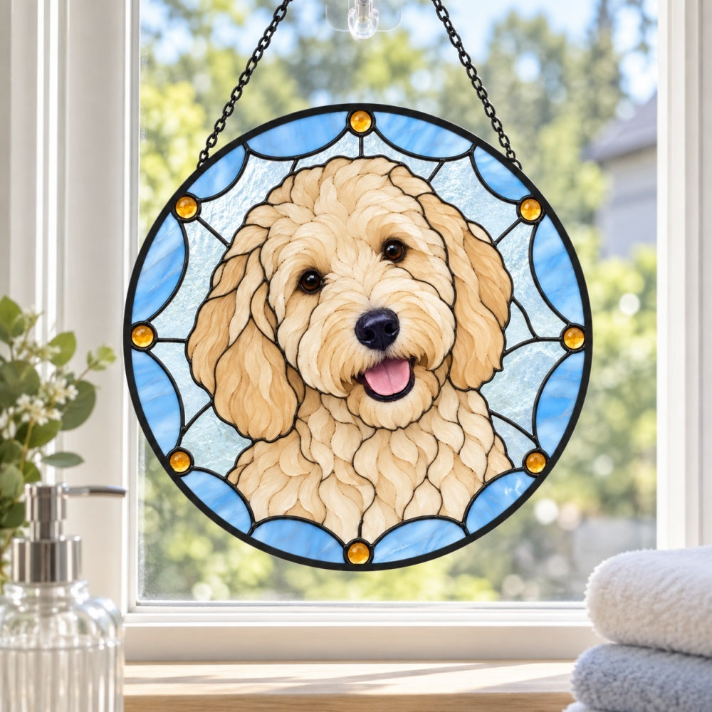 Stained Glass Suncatcher – Goldendoodle