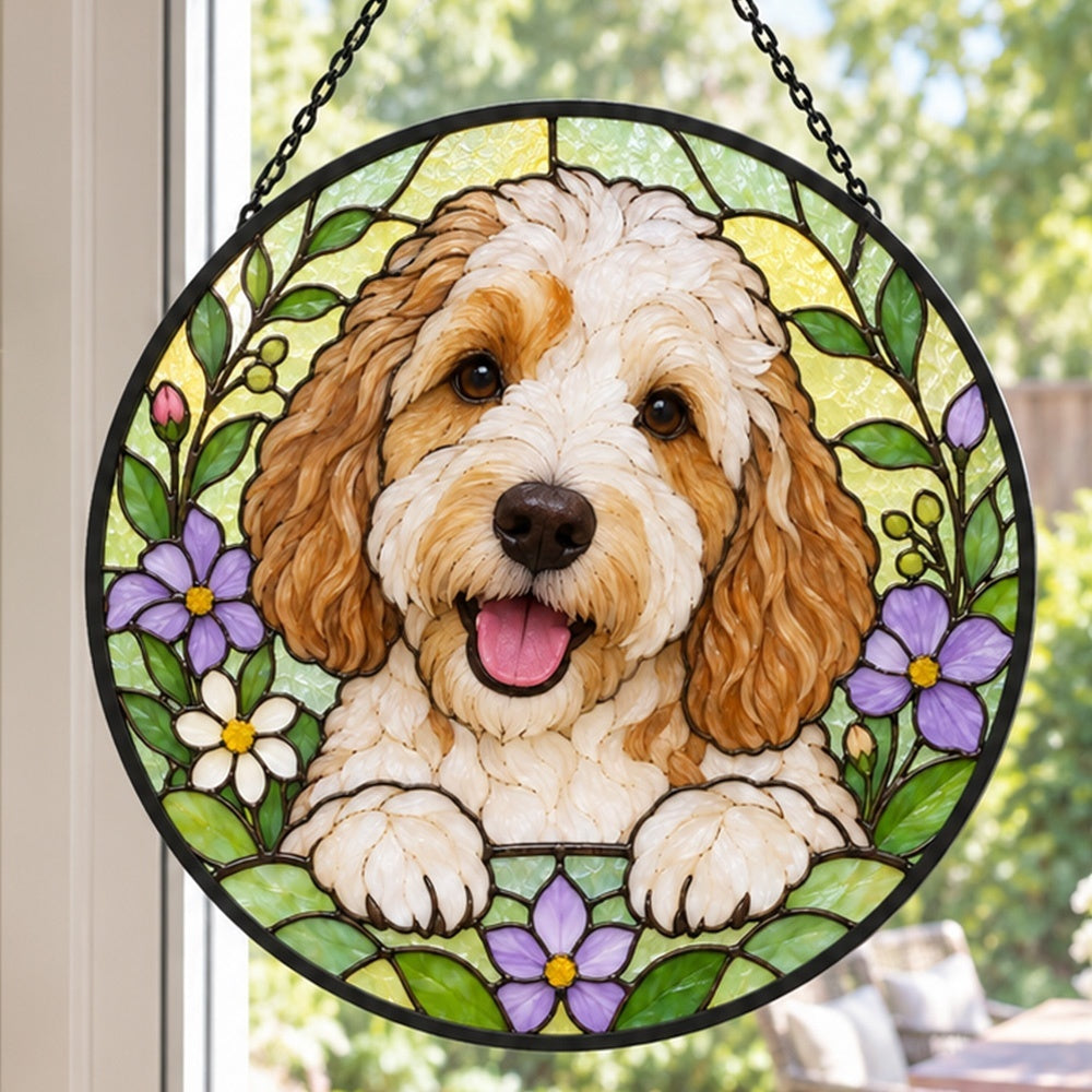 Stained Glass Suncatcher – Goldendoodle