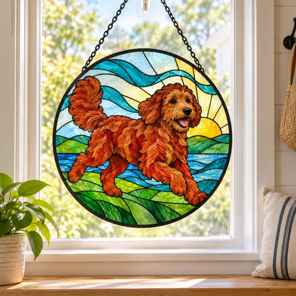 Stained Glass Suncatcher – Goldendoodle