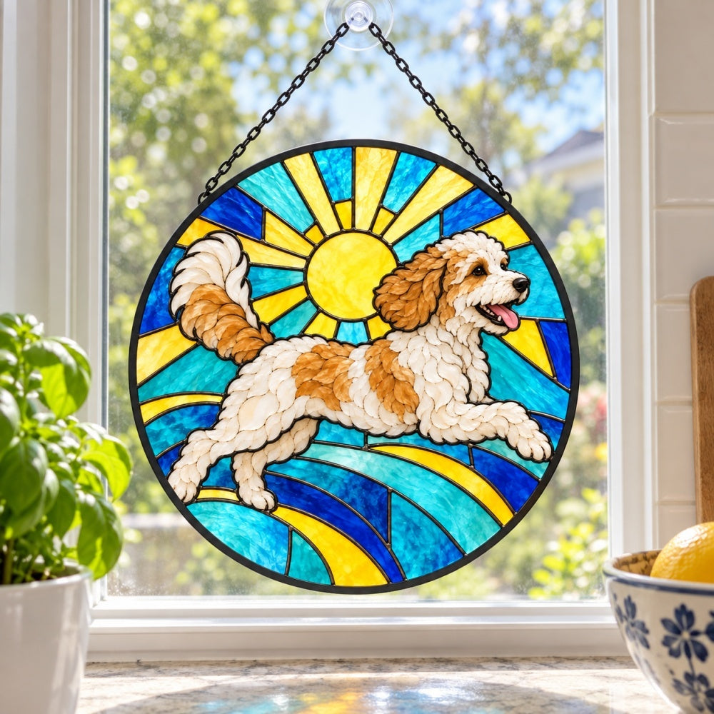 Stained Glass Suncatcher – Goldendoodle