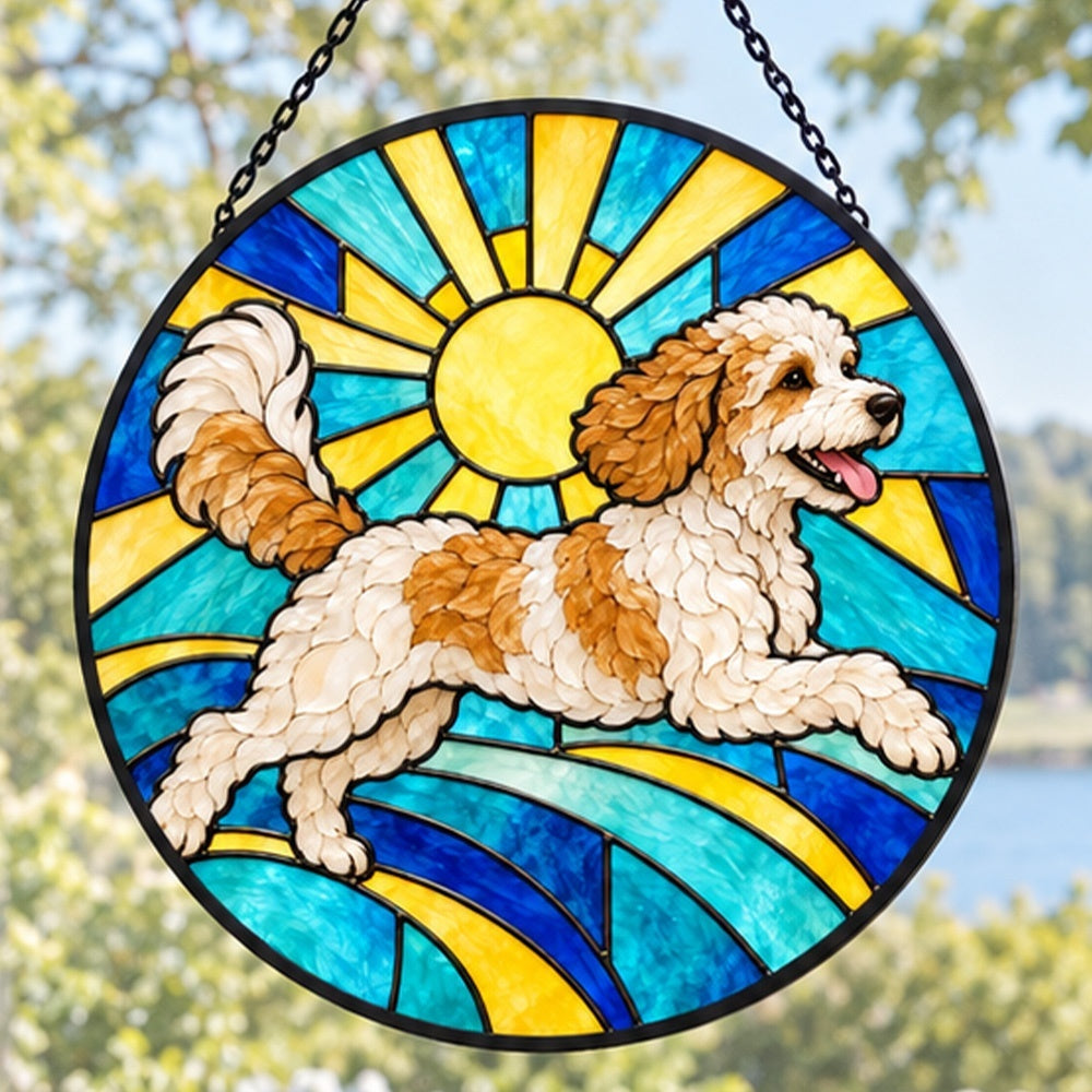 Stained Glass Suncatcher – Goldendoodle