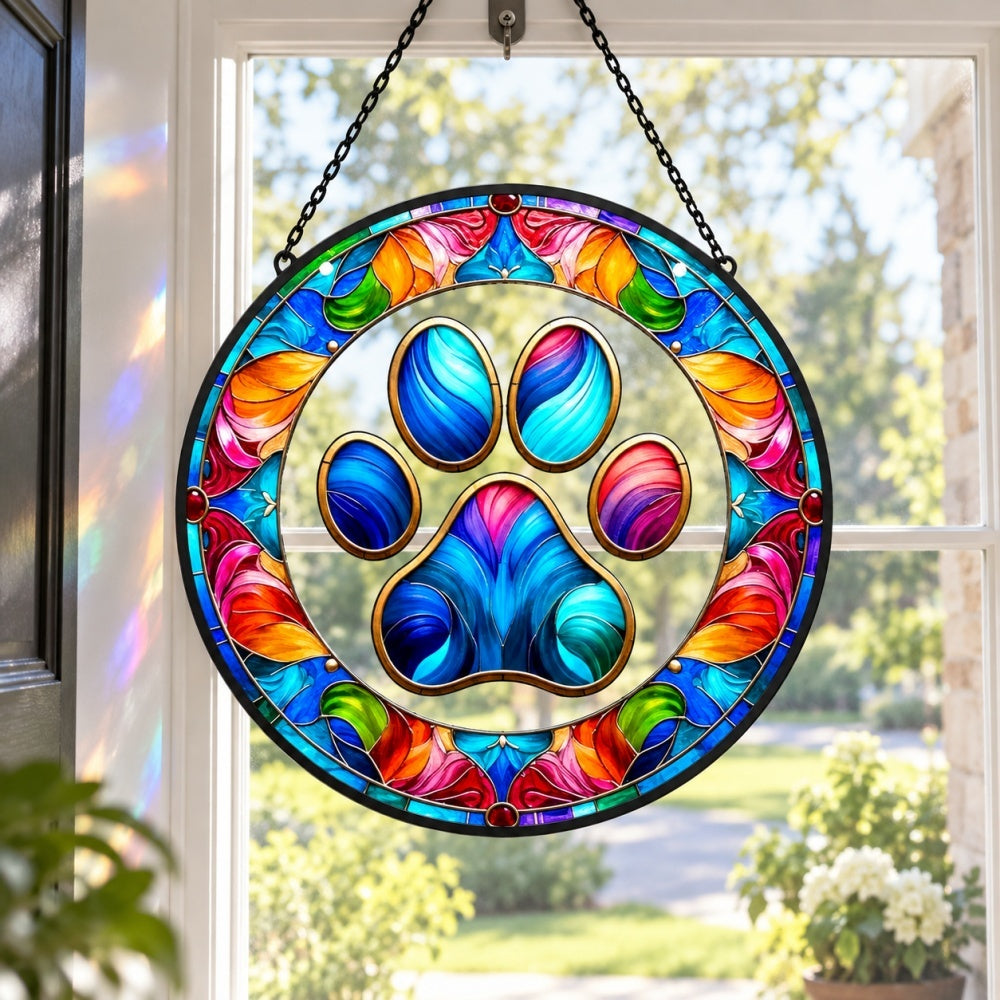 Stained Glass Suncatcher – Pet Paw