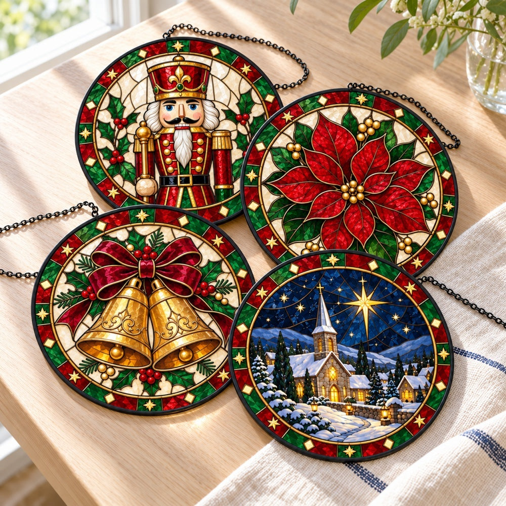 Stained Glass Suncatcher Set of 4 - Nutcracker and Christmas Traditions