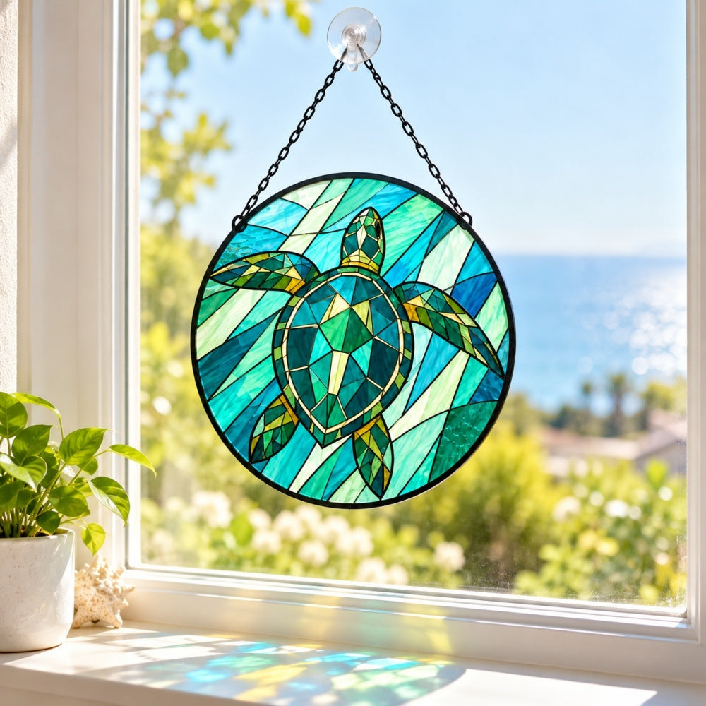 Stained Glass Suncatcher Set of 4 - Gentle Ocean Animals