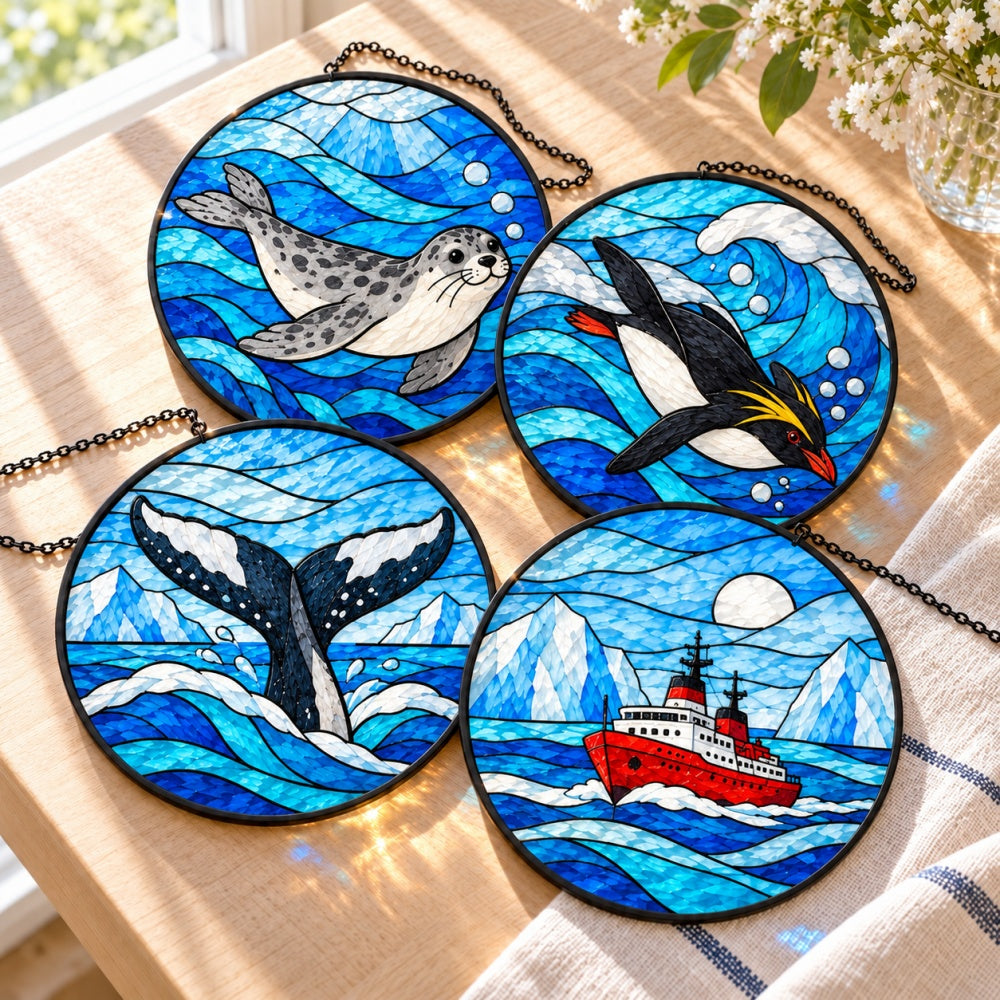 Stained Glass Suncatcher Set of 4 - Ice Ocean Adventure
