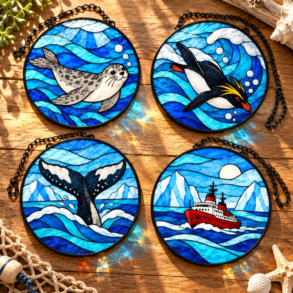 Stained Glass Suncatcher Set of 4 - Ice Ocean Adventure
