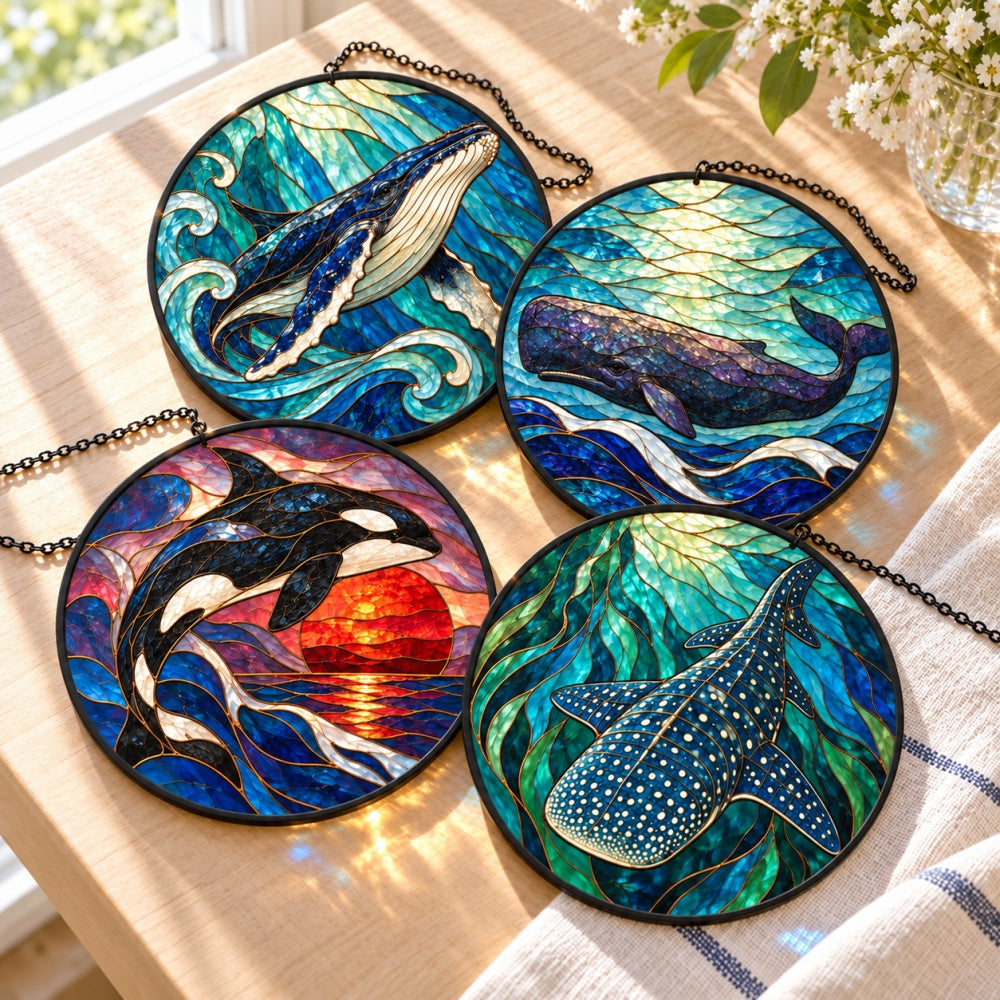 Stained Glass Suncatcher Set of 4 - Ocean Giants
