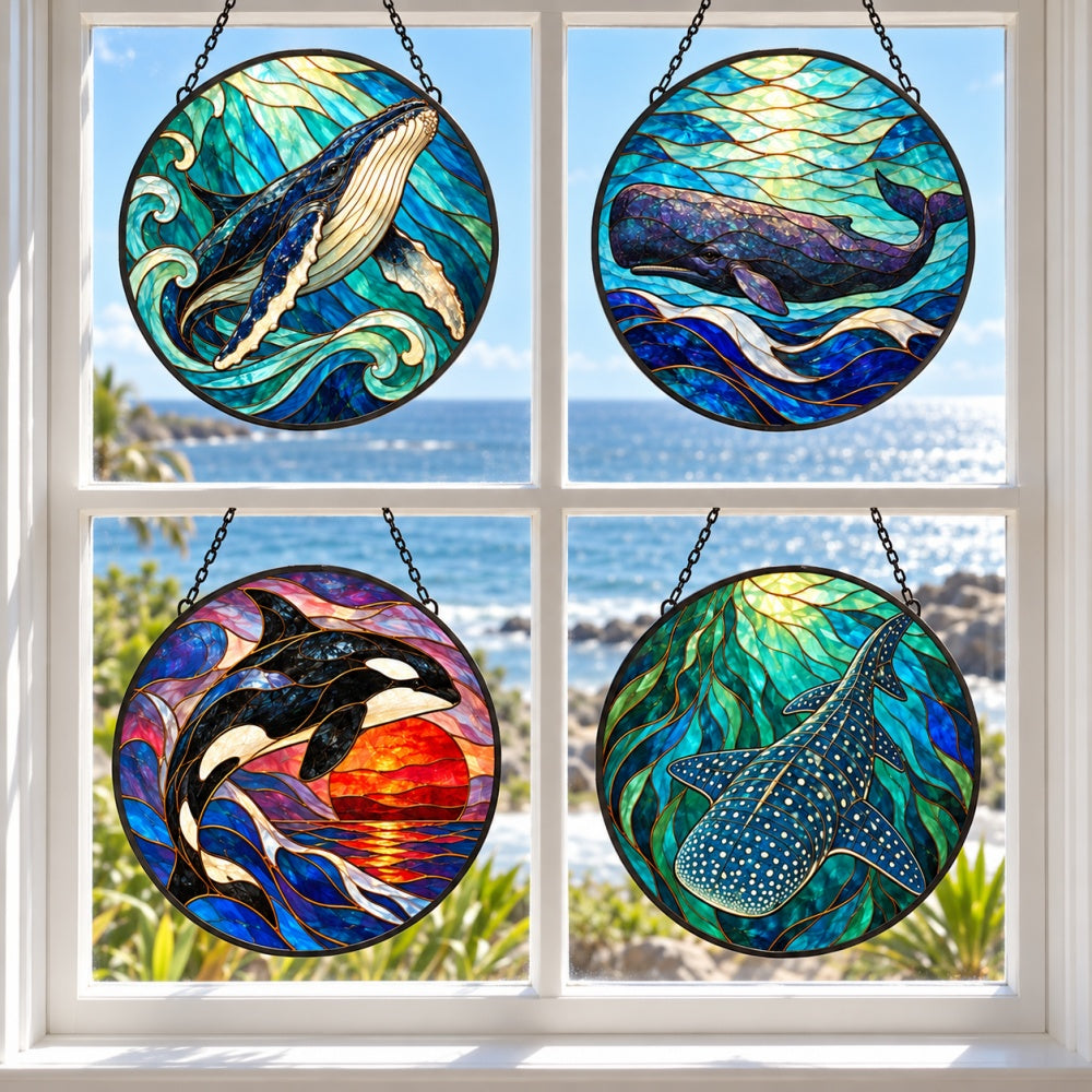 Stained Glass Suncatcher Set of 4 - Ocean Giants