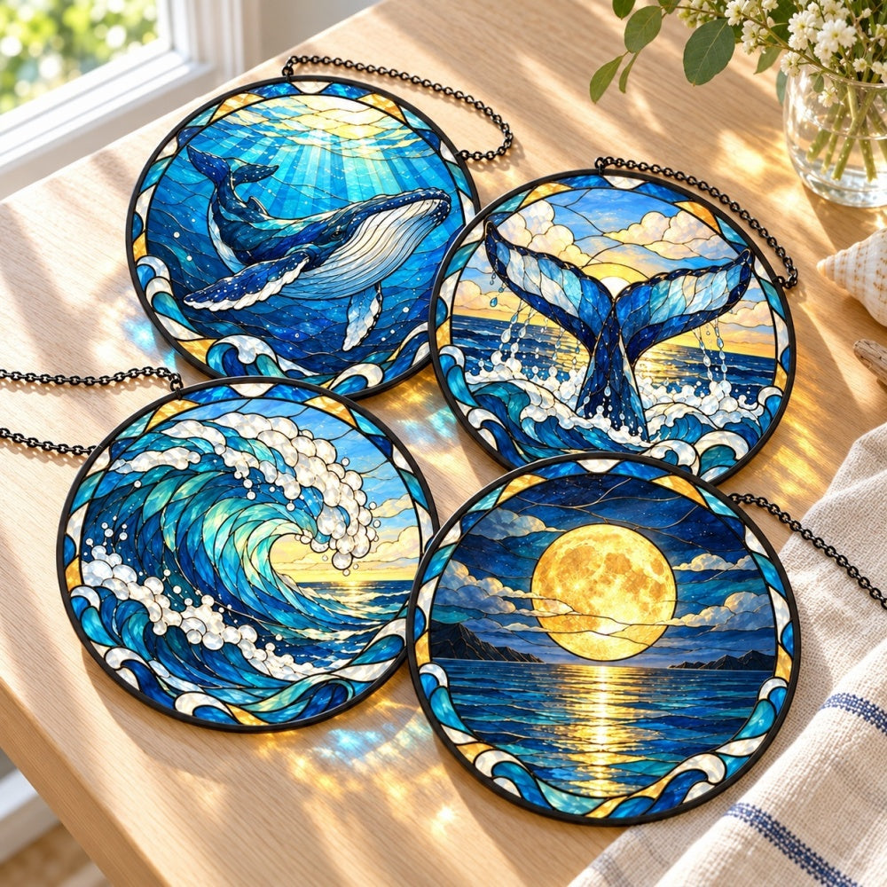 Stained Glass Suncatcher Set of 4 - Song of the Humpback Whale