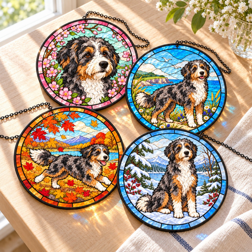 Stained Glass Suncatcher Set of 4 - Aussiedoodle