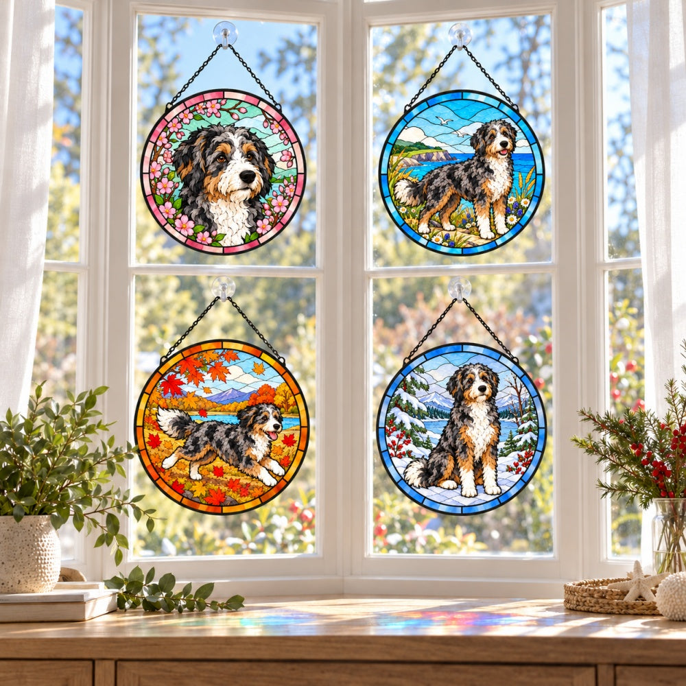 Stained Glass Suncatcher Set of 4 - Aussiedoodle