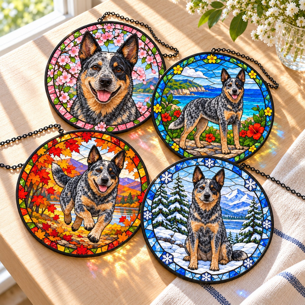 Stained Glass Suncatcher Set of 4 - Australian Cattle Dog