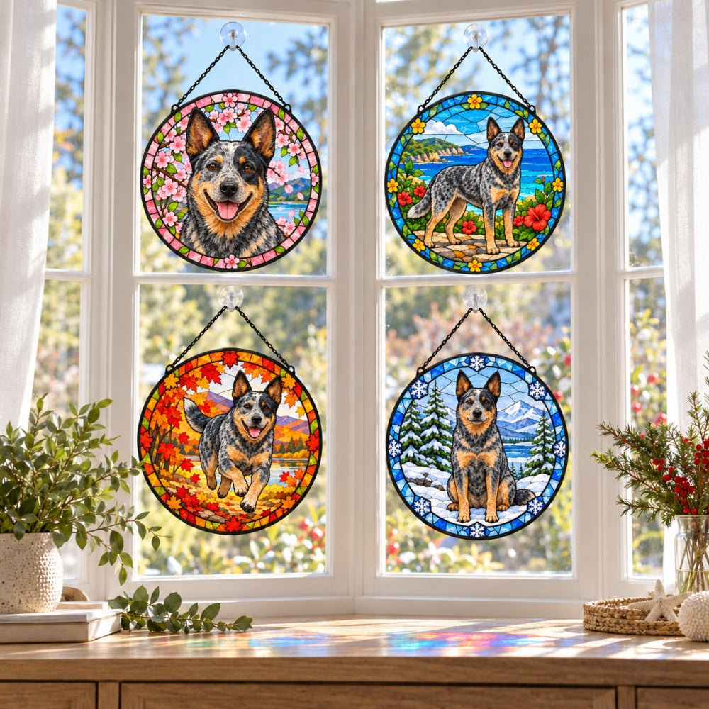 Stained Glass Suncatcher Set of 4 - Australian Cattle Dog