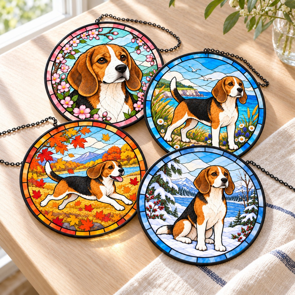 Stained Glass Suncatcher Set of 4 - Beagle