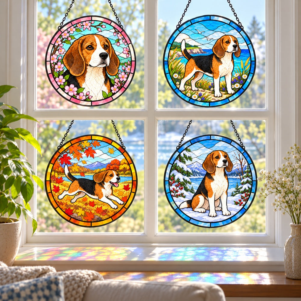Stained Glass Suncatcher Set of 4 - Beagle