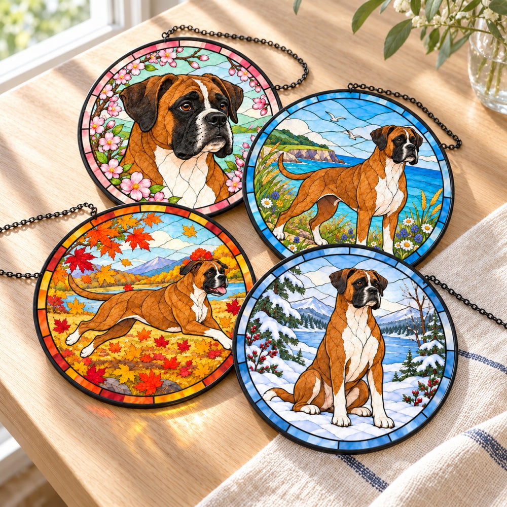 Stained Glass Suncatcher Set of 4 - Boxer