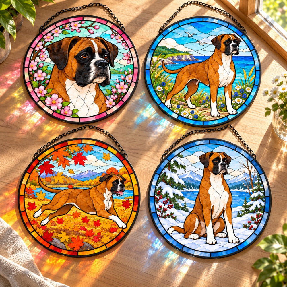 Stained Glass Suncatcher Set of 4 - Boxer