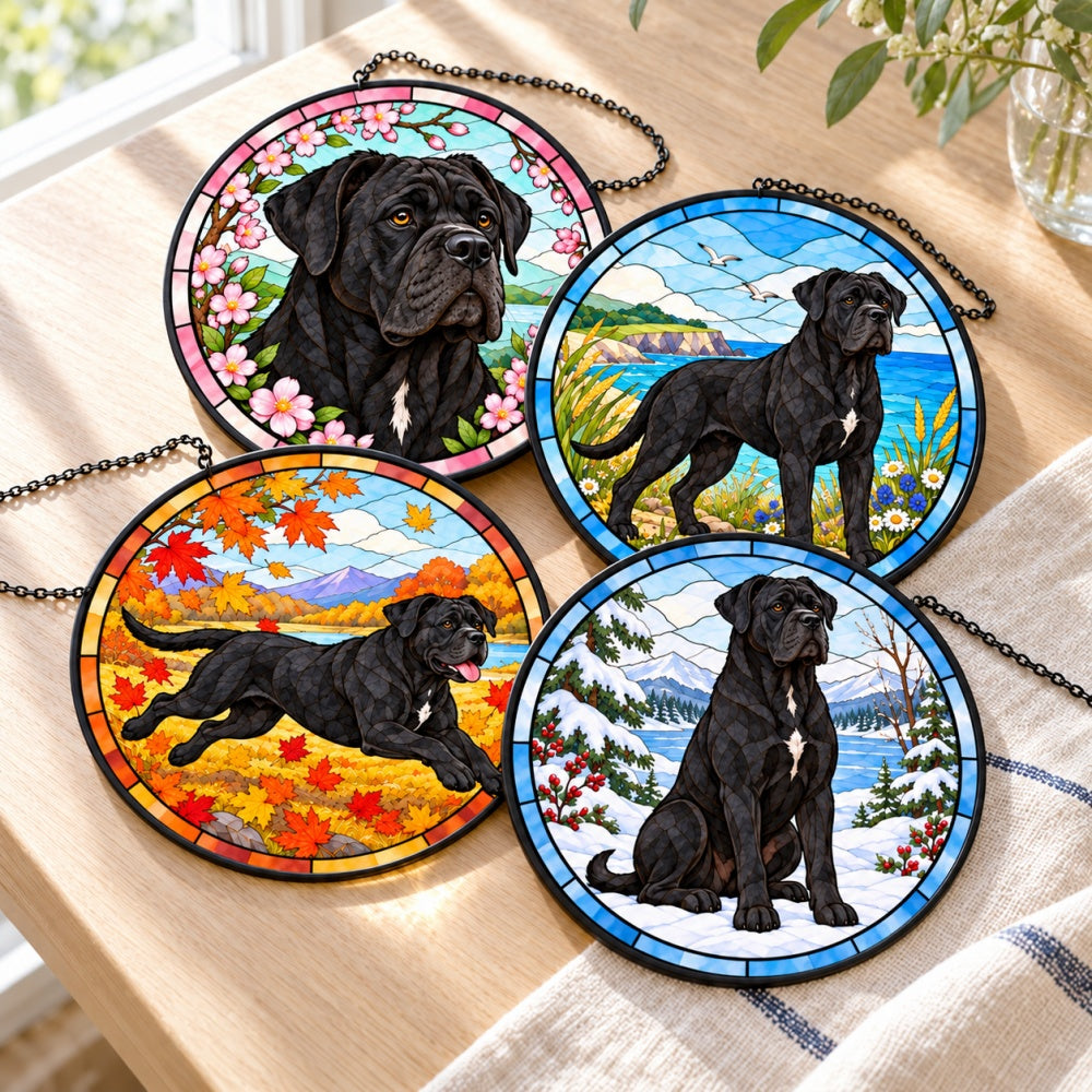 Stained Glass Suncatcher Set of 4 - Cane Corso