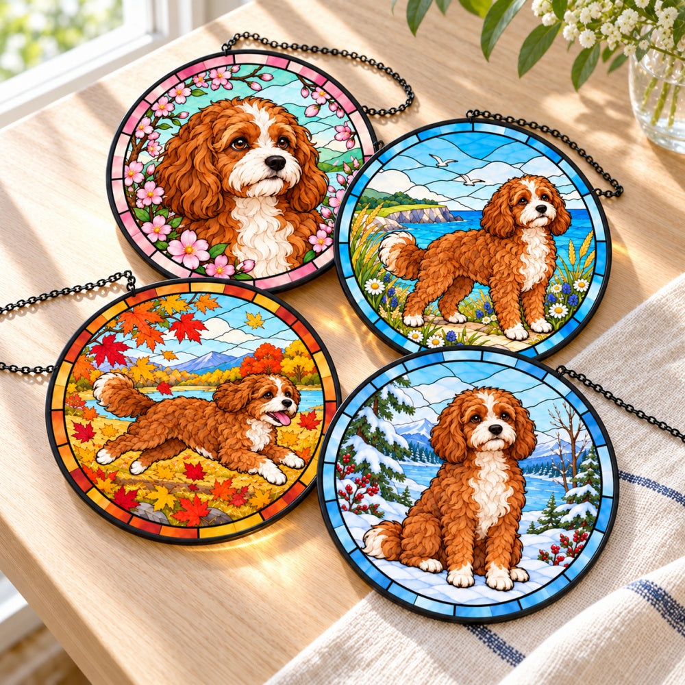 Stained Glass Suncatcher Set of 4 - Cavapoo