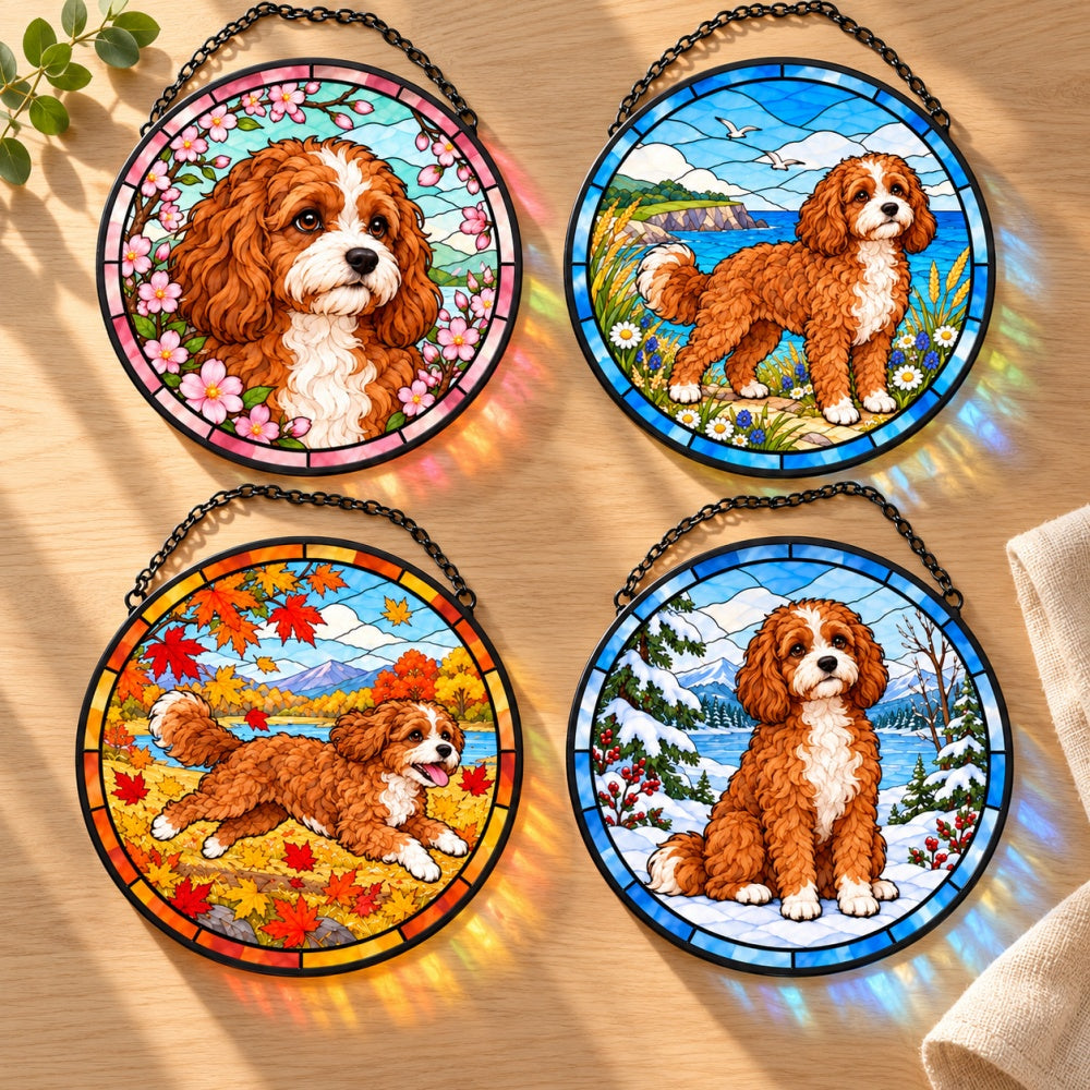 Stained Glass Suncatcher Set of 4 - Cavapoo