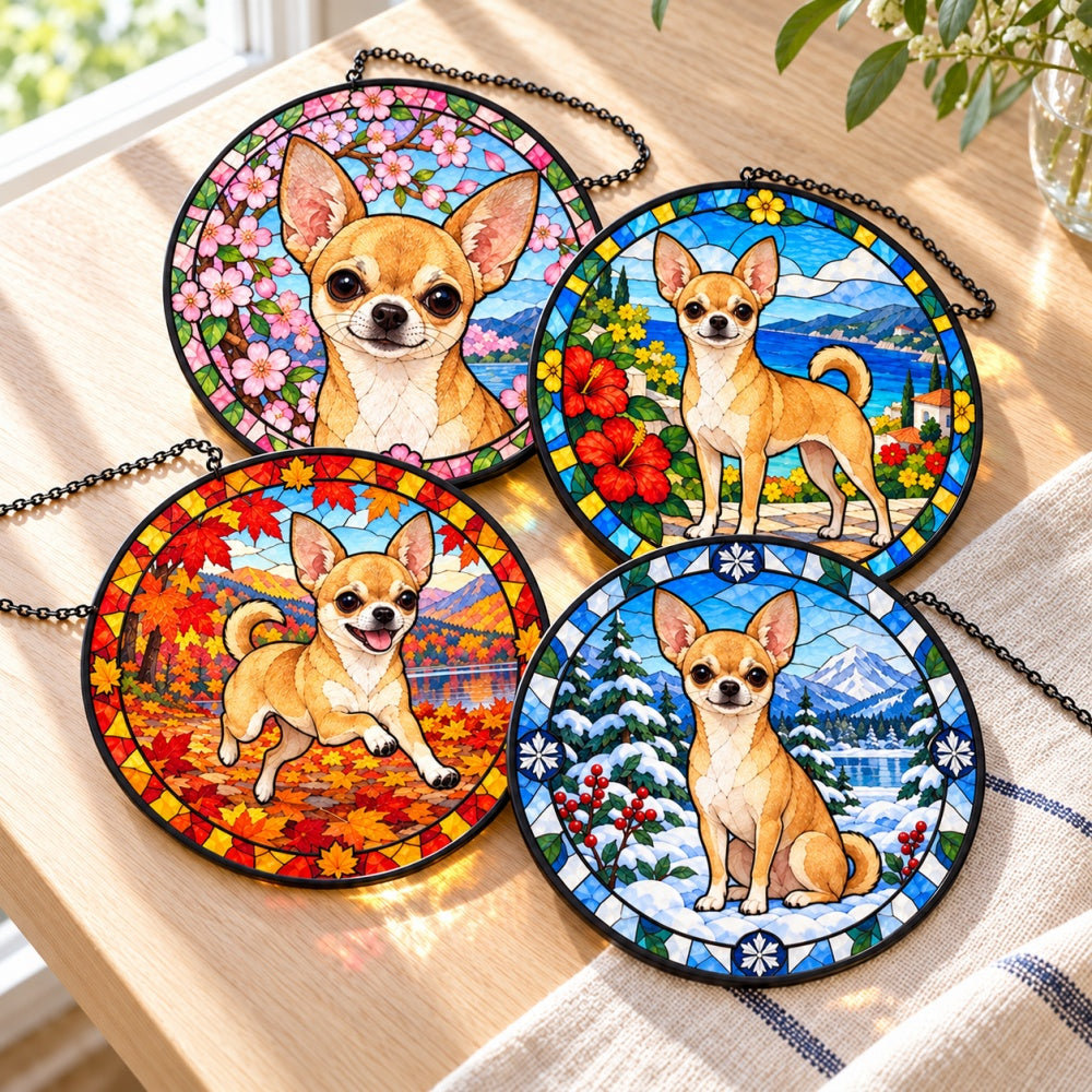 Stained Glass Suncatcher Set of 4 - Chihuahua