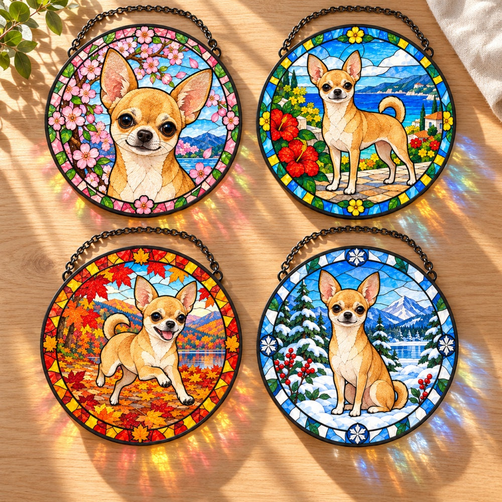 Stained Glass Suncatcher Set of 4 - Chihuahua