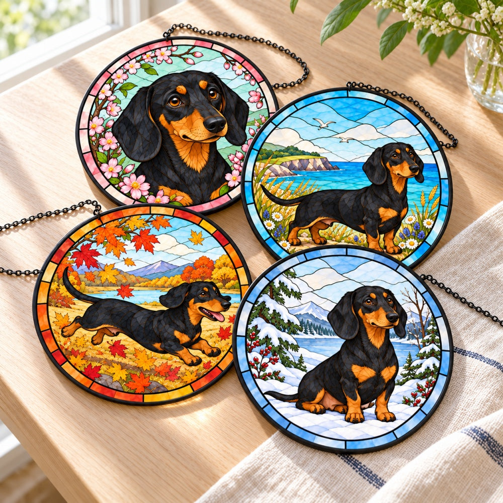 Stained Glass Suncatcher Set of 4 - Dachshund