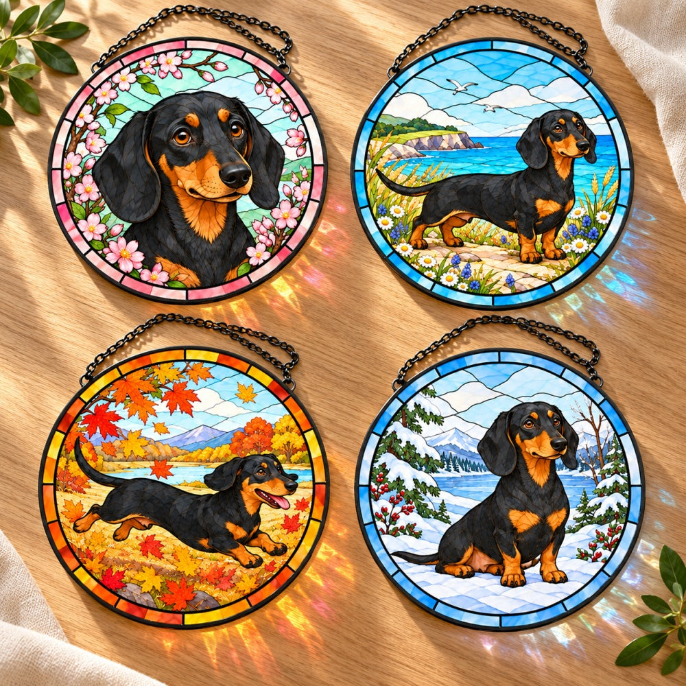 Stained Glass Suncatcher Set of 4 - Dachshund