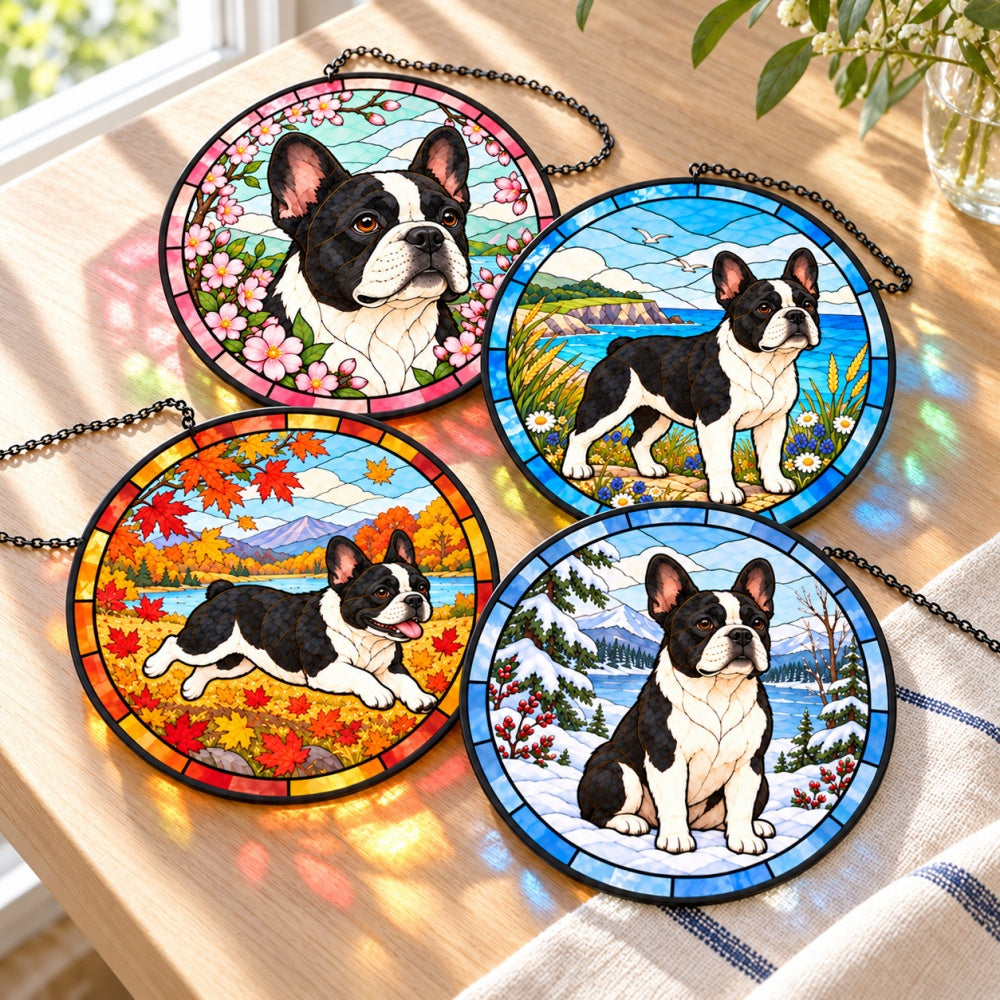 Stained Glass Suncatcher Set of 4 - French Bulldog