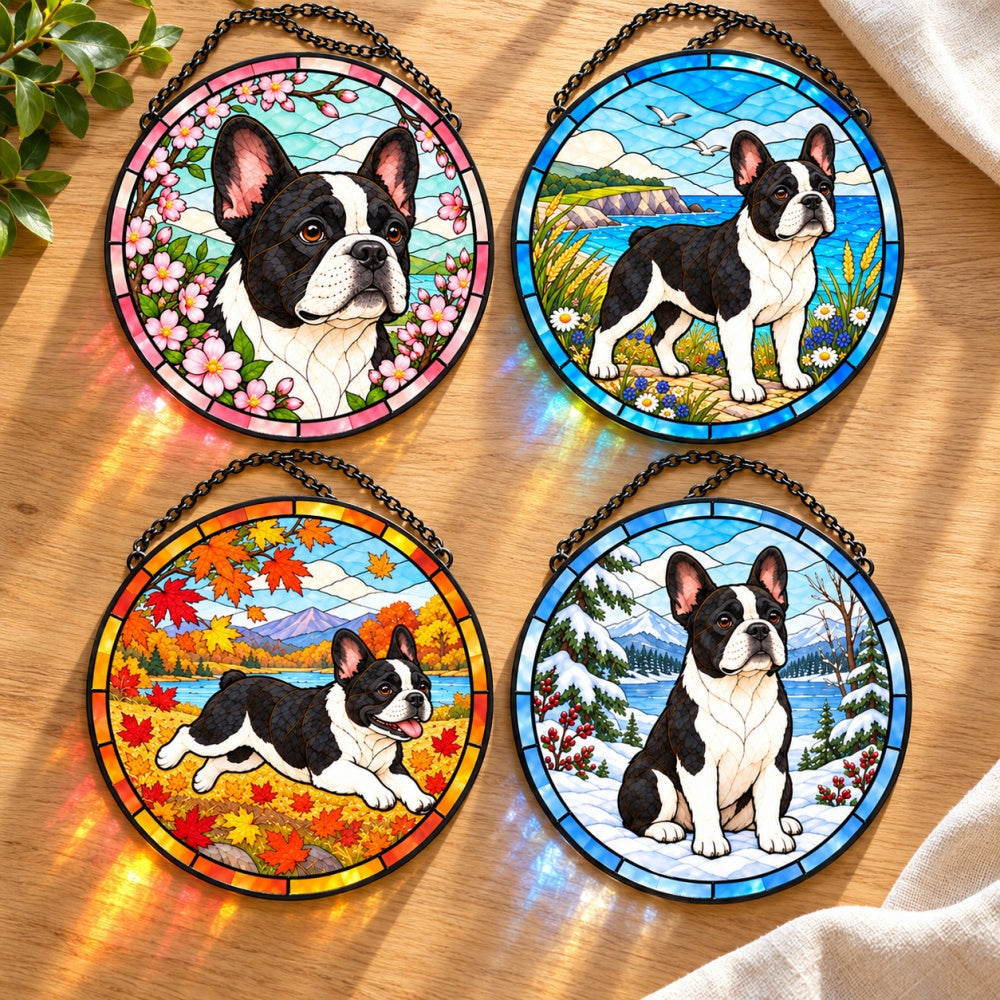 Stained Glass Suncatcher Set of 4 - French Bulldog