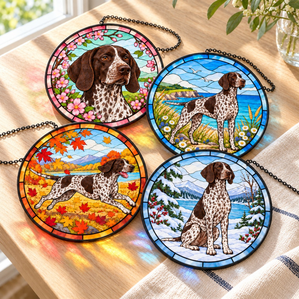 Stained Glass Suncatcher Set of 4 - German Shorthaired Pointer
