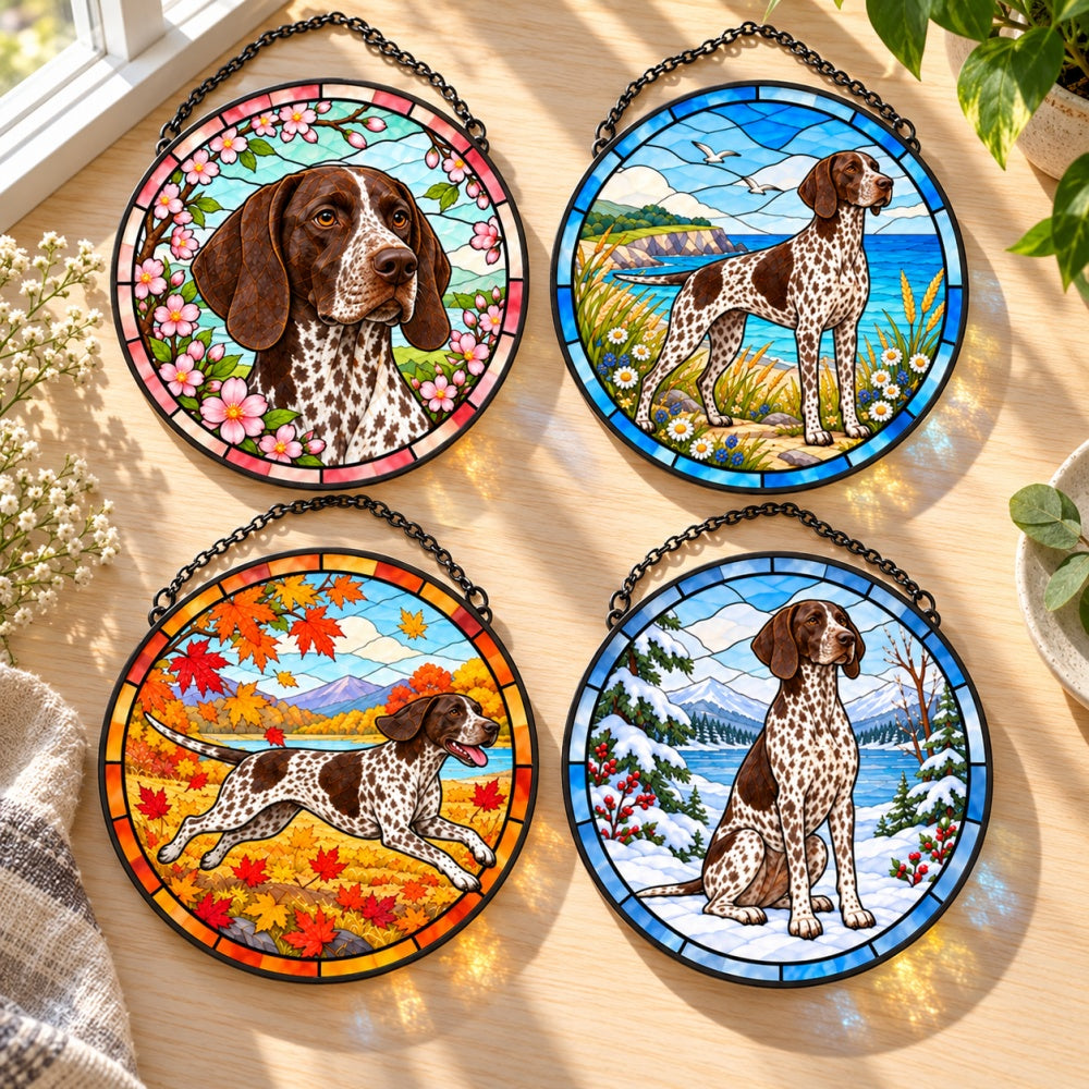 Stained Glass Suncatcher Set of 4 - German Shorthaired Pointer