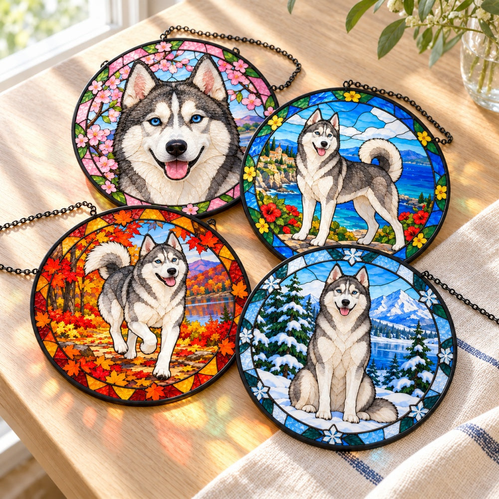 Stained Glass Suncatcher Set of 4 - Husky