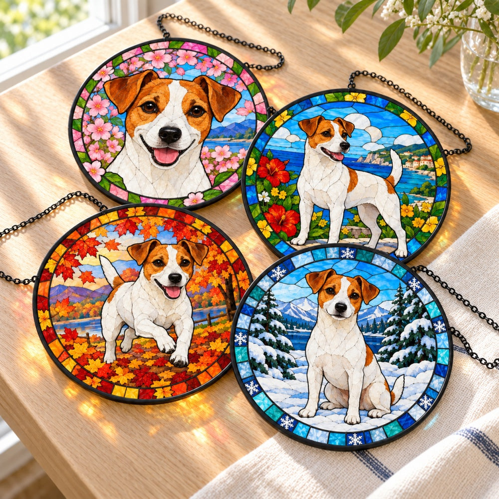 Stained Glass Suncatcher Set of 4 - Jack Russell Terrier