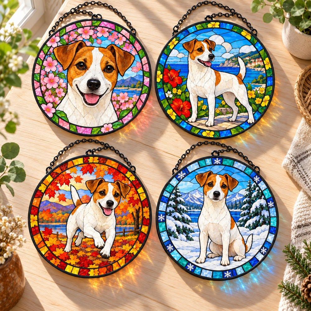 Stained Glass Suncatcher Set of 4 - Jack Russell Terrier