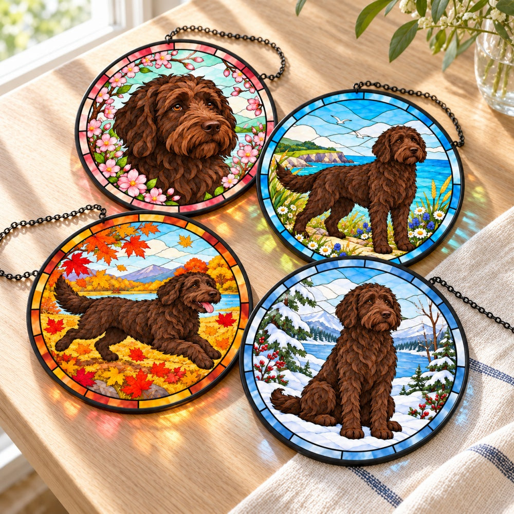 Stained Glass Suncatcher Set of 4 - Labradoodle