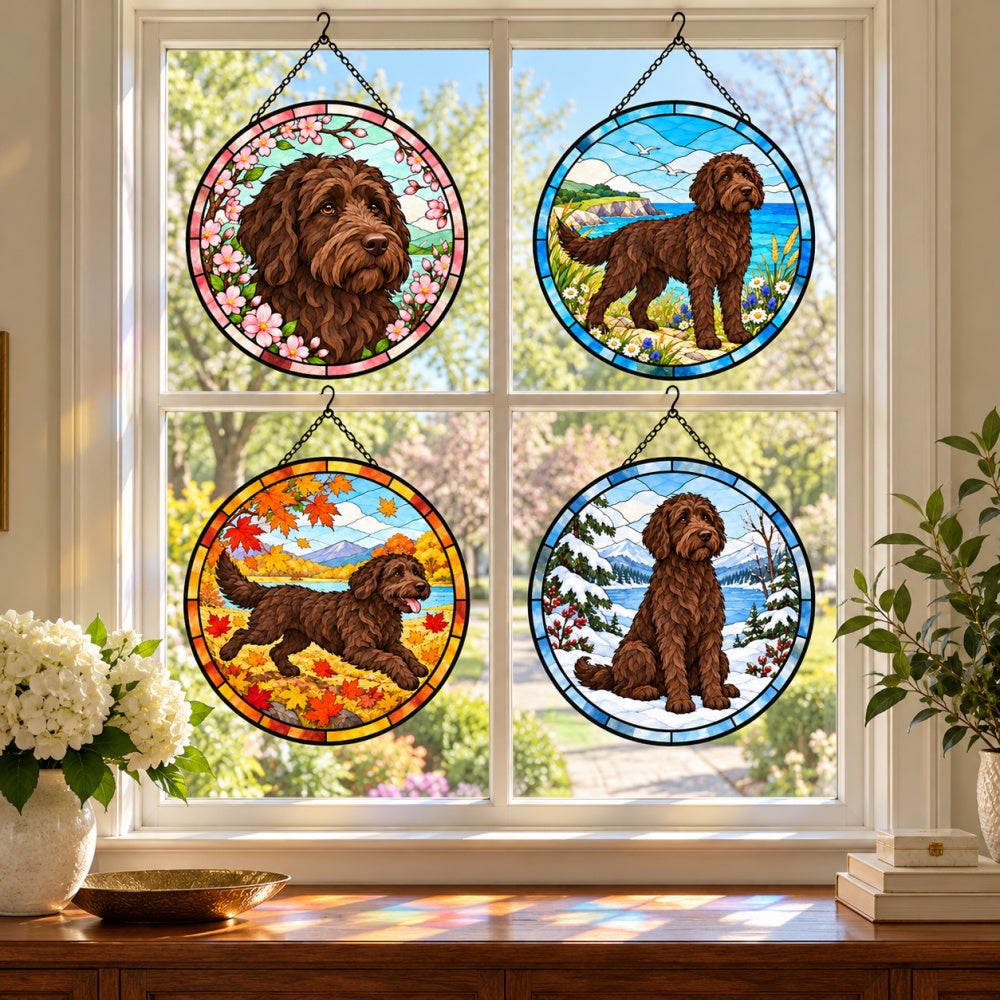 Stained Glass Suncatcher Set of 4 - Labradoodle