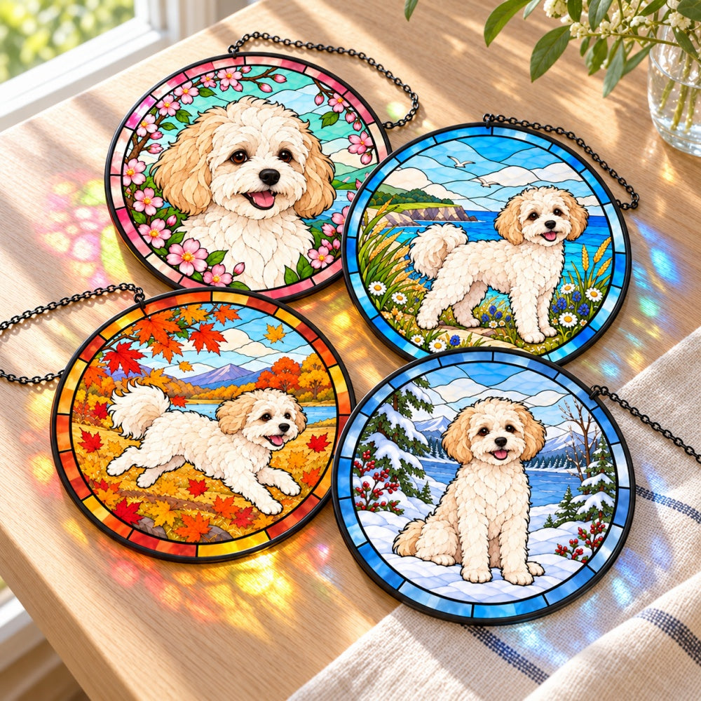 Stained Glass Suncatcher Set of 4 - Maltipoo