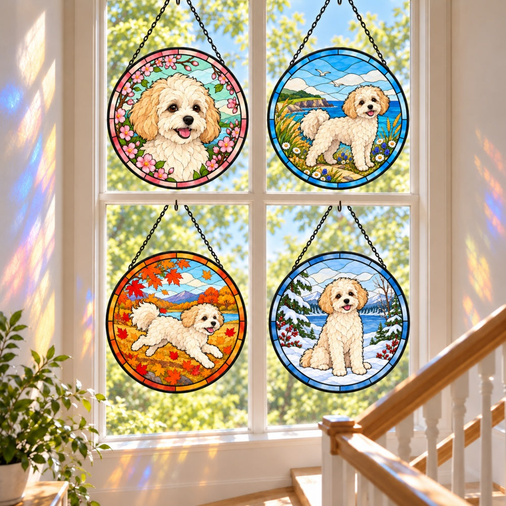 Stained Glass Suncatcher Set of 4 - Maltipoo