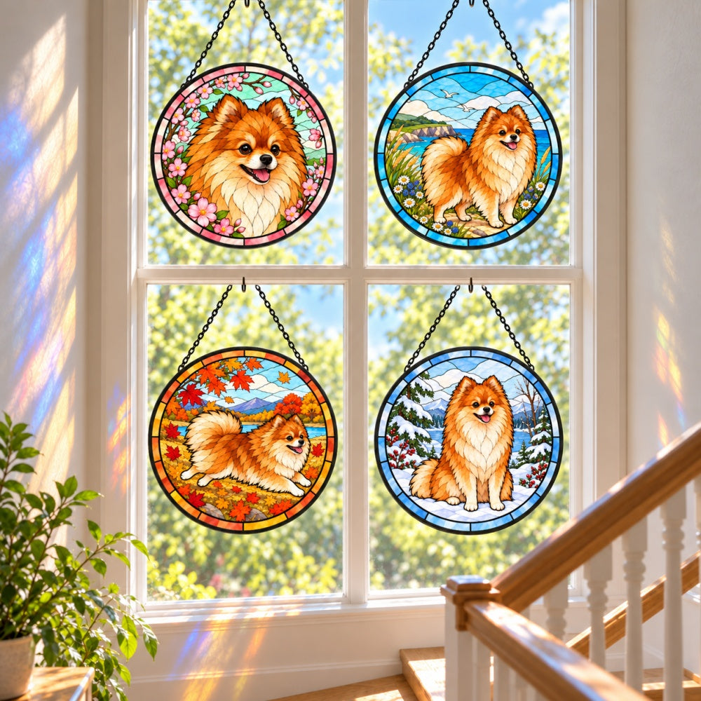 Stained Glass Suncatcher Set of 4 - Pomeranian