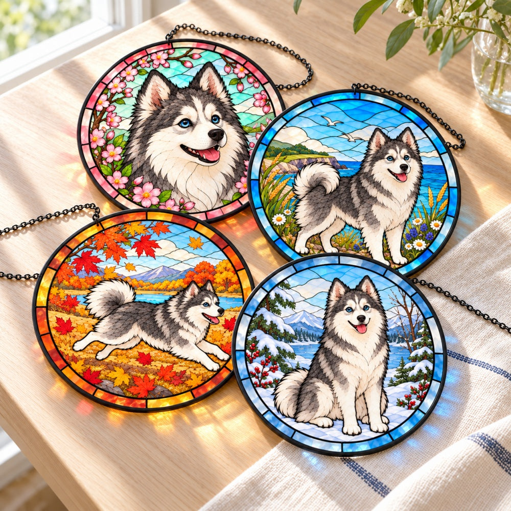 Stained Glass Suncatcher Set of 4 - Pomsky