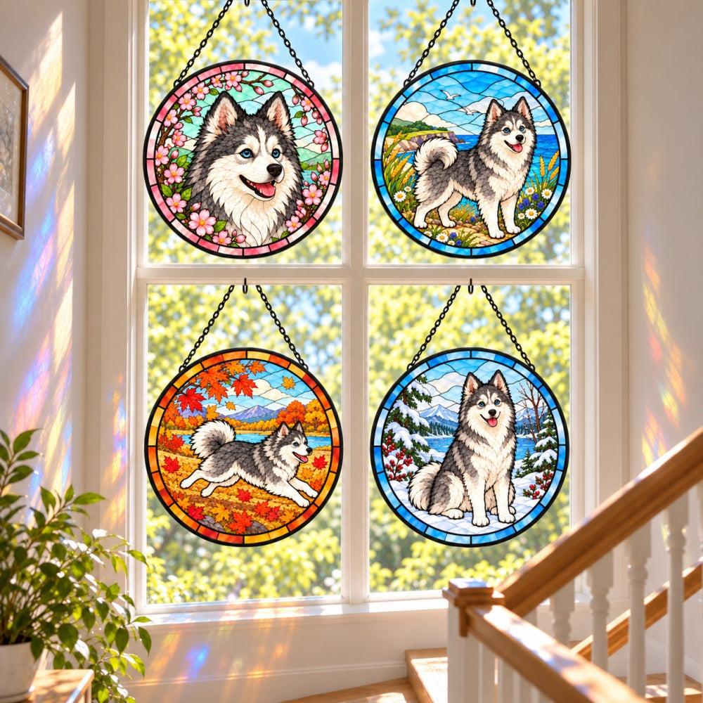 Stained Glass Suncatcher Set of 4 - Pomsky