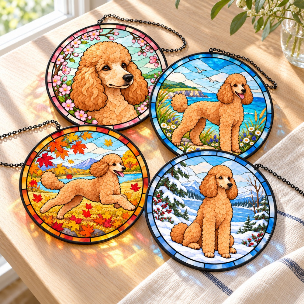 Stained Glass Suncatcher Set of 4 - Poodle