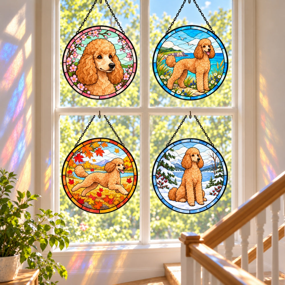 Stained Glass Suncatcher Set of 4 - Poodle