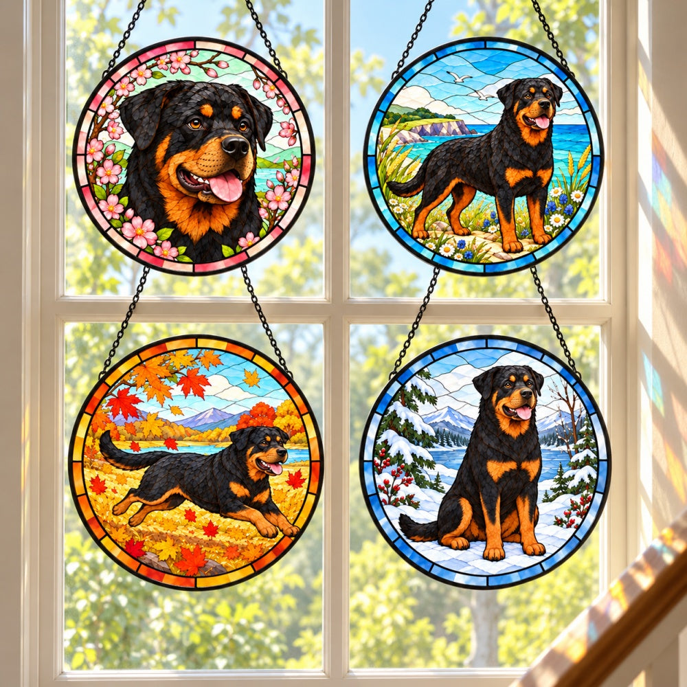 Stained Glass Suncatcher Set of 4 - Rottweiler
