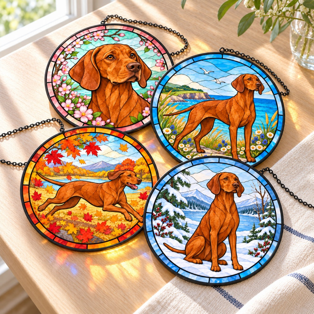Stained Glass Suncatcher Set of 4 - Vizsla